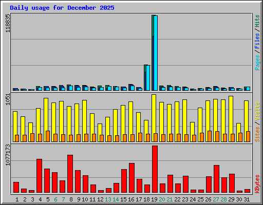 Daily usage for December 2025